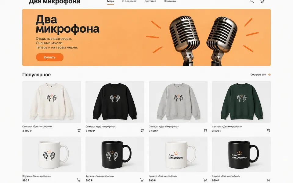 Витрина подкаста: минималистичные свитшоты и шопперы